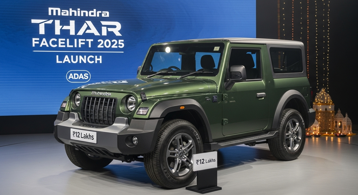 Mahindra Thar Facelift 2025 लॉन्च ₹12 लाख में ADAS, दिवाली पर बेस्ट ऑफ-रोड SUV!.773Z